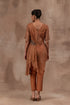 Drape top in copper colour tissue with half sleeve